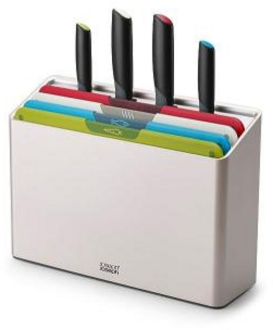 조셉조셉 Joseph Joseph 폴리오 아이콘 도마 4P 엘리베이트 멀티컬러 나이프 칼 세트, 1)4 Knives, Silver