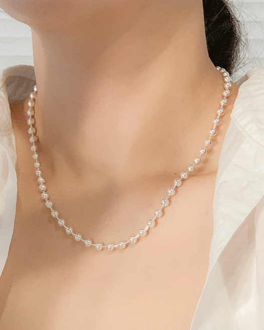 모두디자이너 실버925 페를 심플 5mm 은볼 체인 볼드 초커 롱 목걸이