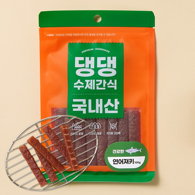 헬로마이펫 강아지 수제간식 국내산 애견 소 중 대형견, 3개, 100g, 연어져키