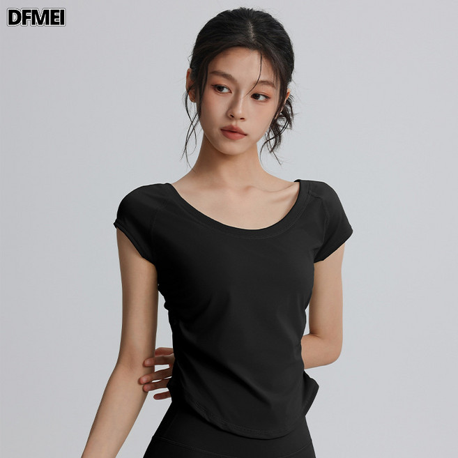 DFMEI 圓領瑜伽上衣普拉提訓練瑜伽服收腰顯瘦運動短袖跑步健身休閒服