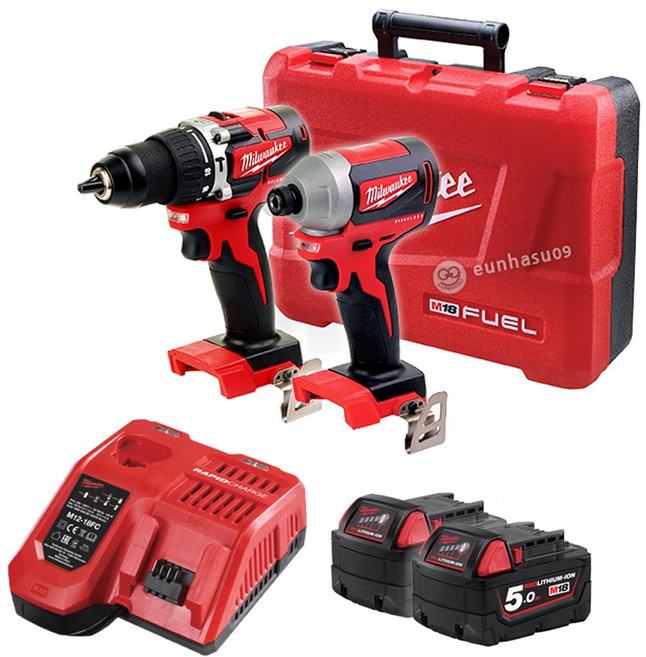 밀워키 콤보 세트 M18 CBLPP2C-502X (18V 5.0Ah) (해머드릴+임팩트 드라이버) M18 CBLPD / M18 CBLID, 1개