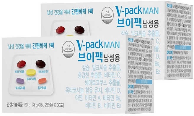 브이팩 남성용 멀티비타민, 90g, 2박스