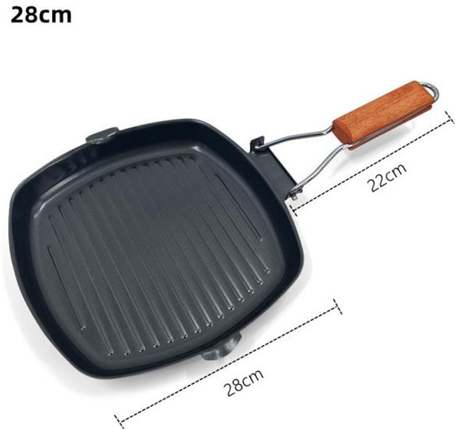 아웃도어 캠핑용 붙지 않는 프라이팬 피크닉 베이킹 팬 가정용 스테이크 오믈렛 휴대용 접이식 조리기구, 02 Black, 1개