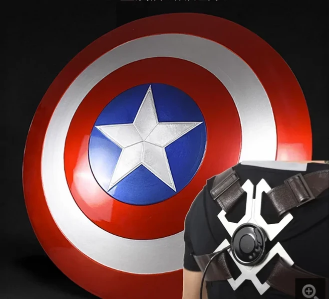 코스프레 액세서리 1/1 전자기 벨트 캡틴 아메리카 의상 파티 소품 방패 자석 흡착, 01 60cm, 01 빨간색