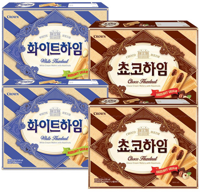 크라운 쵸코하임 142g x 2p + 화이트하임 142g x 2p 세트, 1세트
