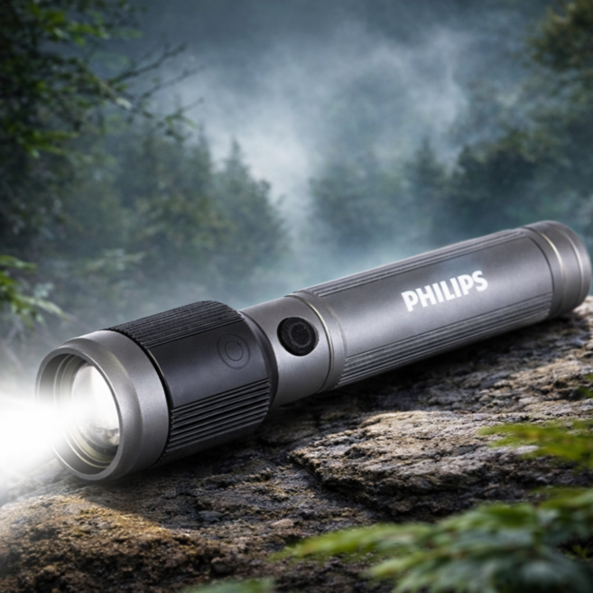 필립스생존랜턴 라이트 후레쉬 650Lm 줌랜턴 SFL2-141, 1개, 실버블랙