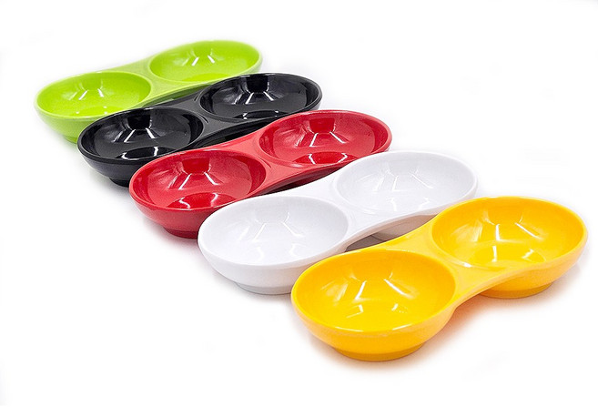 국산 멜라민 2구 원형 쌍종지 간장 소스 초장 종지 그릇 A0202, 흰색, 1개