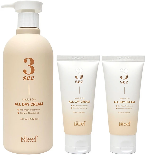 이스티프 대용량 노워시 3sec 올데이크림 씻지않는 헤어팩 헹굼 없는 트리트먼트 530ml+50ml+50ml, 1개 - 쿠팡