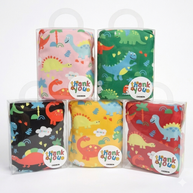 최본 어린이집 유치원 단체 생일 선물 구디백 답례품 공룡 백팩 5종 세트, 레드, 옐로우, 그린, 핑크, 블랙, 1세트