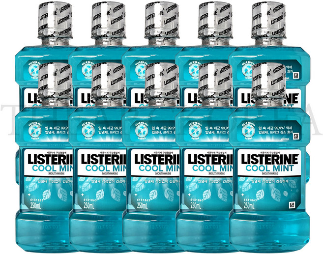 리스테린 세균억제 구강청결제 쿨민트250ml, 250ml, 10개