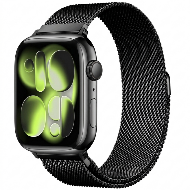 OULUOQI 애플워치 / 갤럭시워치 호환 밀레니즈 스트랩 워치밴드, 1개, 블랙