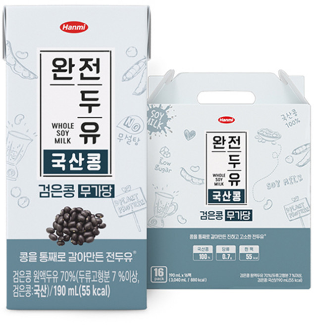 전두유 국산 검은콩 무가당 두유, 190ml, 16개