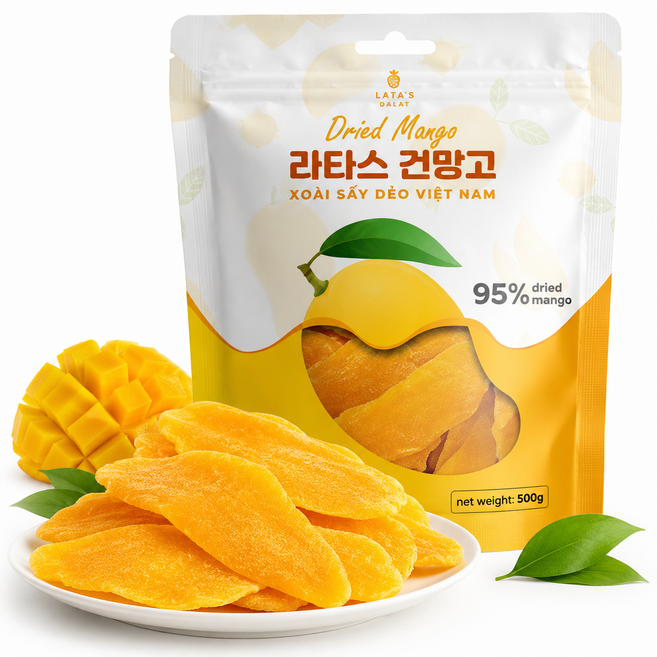 베트남 라타스 달랏 직수입 건망고 슬라이스 망고햠량 95%, 500g, 1개