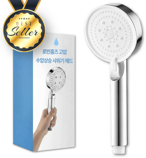 로빈홈즈 5단 고압 샤워기 헤드, 실버, 1개