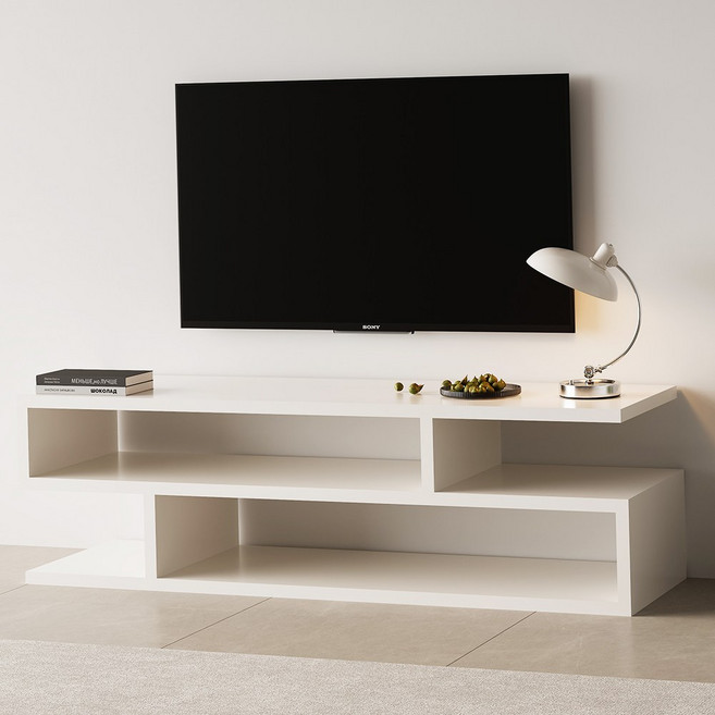 Zephonic오픈형 원룸 거실 TV 캐비닛장식장, 화이트