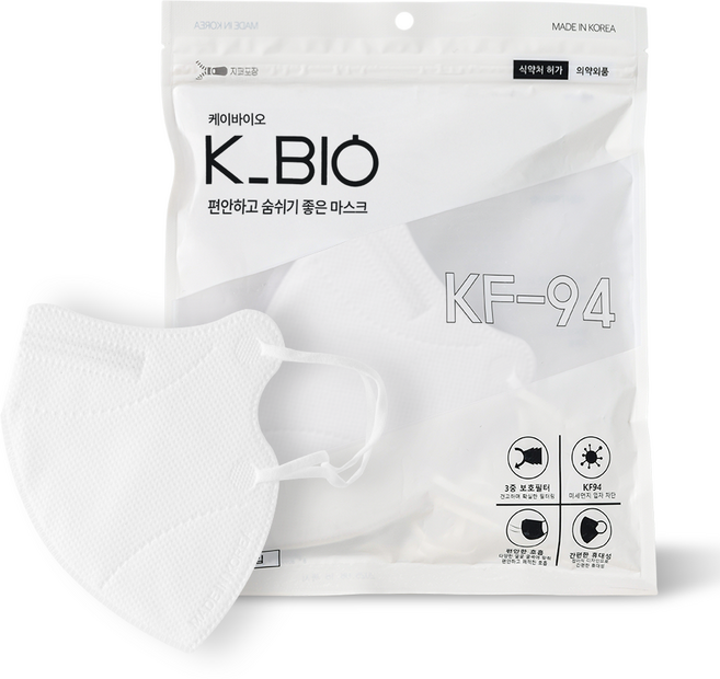 케이바이오 KF94 새부리형 마스크 대형, 화이트, 1개, 25매입