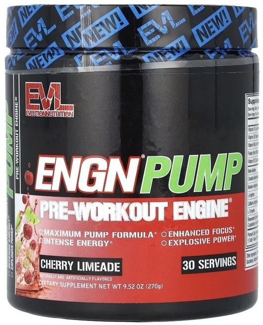 이보루션 뉴트리션 EVLution Nutrition Engn Pump 운동 전 보충제 체리 라임에이드 270g(9.52oz) EVL-02971, 1개, 270g - 쿠팡