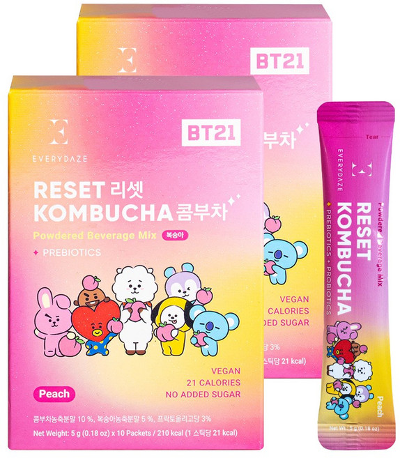 에브리데이즈 리셋 콤부차 복숭아, 5g, 20개