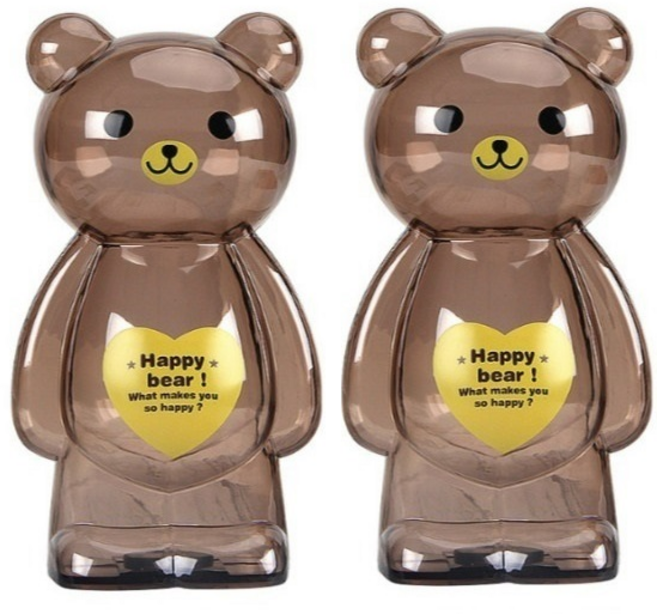 올댓문구 커플베어 투명 저금통 세트, 1세트, 브라운 + 브라운