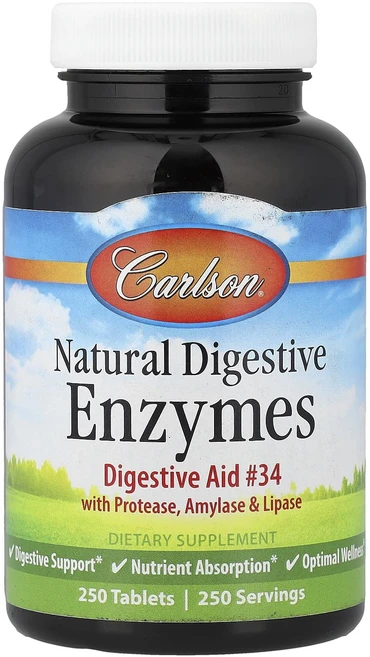 건강챙기세요 Carlson 프로테아제 아밀라아제 및 리파아제 함유 천연 소화 효소 250정 백살까지오래오래, Carlson프로테아제아밀라아제및리파아제함유천연소화효소, 1개 - 쿠팡