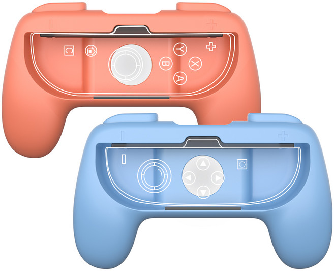 스위치2 호환 가능 PERFFIER 닌텐도 조이콘 레이싱 휠 게임 핸들+ 미끄럼방지 컨트롤러 그립, 1세트, 레드 + 블루, S200