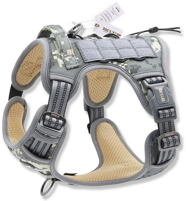 독스랩 강아지 하네스 중형견 대형견 앞섬방지 앞고리 진돗개 리트리버 가슴줄, 밀리터리, 1개