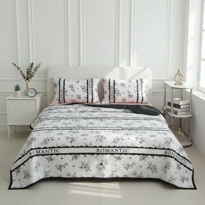 씽윤 사계절 양면 침대커버 항균 방진 소프트 침대 패드 시트, 파리플라워