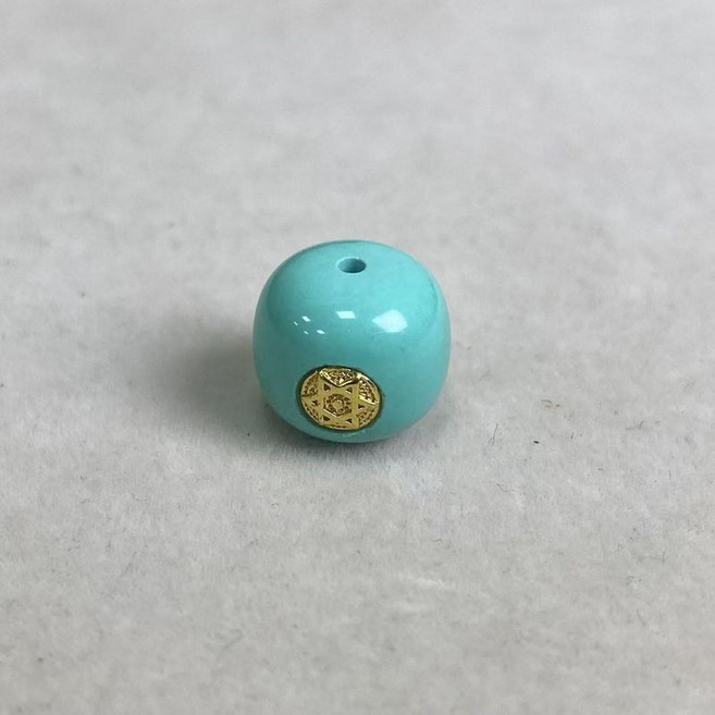 綠松石鑲嵌太陽花老型珠 DIY文玩配飾