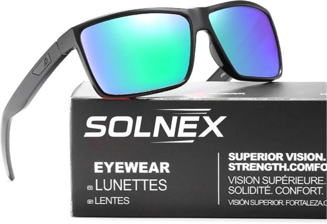 솔렉스 초경량 편광 스포츠 선글라스, 무광블랙/그린사파이어, 1개