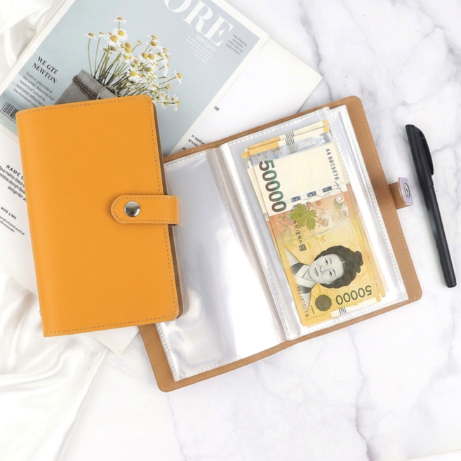 넉너크 현금 바인더 50매 저축 챌린지 다이어리, 1개, 머스타드