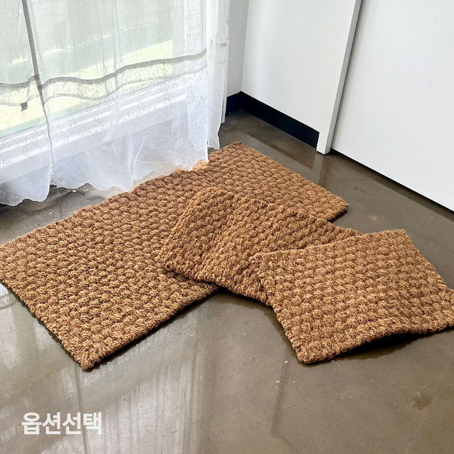 천연 야자 코코넛 매트 ( 빈티지 현관 도어 흙털이 업소용 라탄 발매트 호텔 식당 출입구 야외 발판 사무실 깔판 인테리어소품 ), 1개