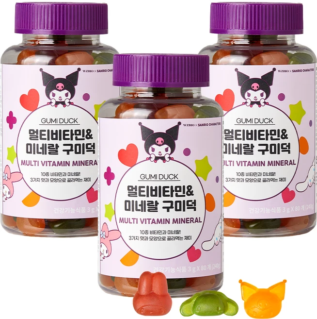 위블리즈 멀티비타민 앤 미네랄 구미덕, 80정, 3개 - 쿠팡