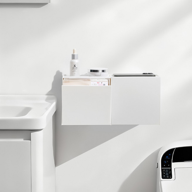 화장실 벽걸이형 정리함, 흰색, 1개