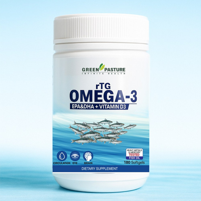 그린파스처 뉴질랜드 알티지 오메가3 rTG Omega3 fish oil 피시오일 [원산지:뉴질랜드], 1개, 180정