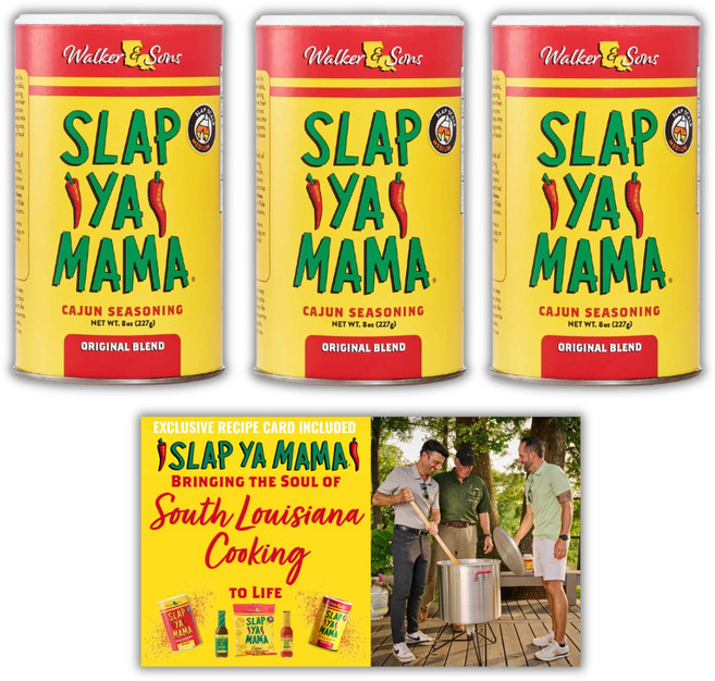 슬랩 야 마마 케이준 시즈닝 루이지애나산 오리지널 블렌드 MSG 무첨 슬랩 야 마마 케이준 시즈닝 루이지애나산 오리지널 블렌드 MSG 무첨가 및 코셔 8 온스 캔 3개, 1개
