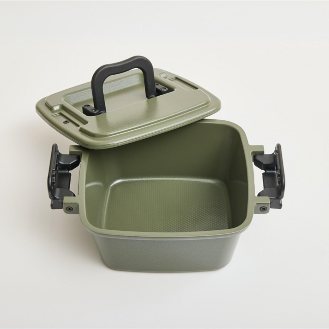 네모락 사각 만능 압력 수비드 찜기 냄비 인덕션 전골 밀폐 저압 밥솥 캠핑 냉장고 보관, 1개, 네모락중, 카키(캠핑용)