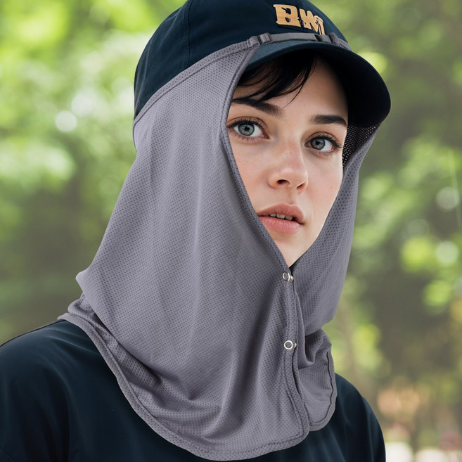 지원군몰 국산 사이즈조절 얼굴 햇빛가리개 썬캡 모자 탈부착 쿨링 캡 선가드, 회색, 1개