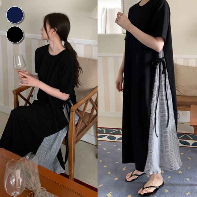 핏몬 여성 구김없는 썸머 플리츠 링클프리 여름 반팔 롱 원피스