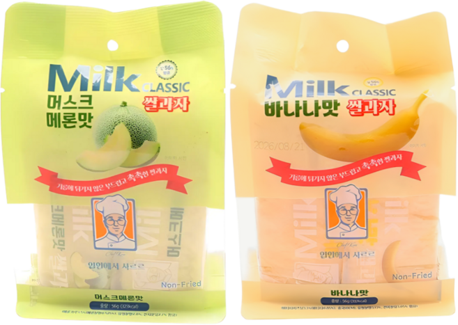 밀크클래식 쌀과자 바나나맛+머스크메론맛, 1개, 112g