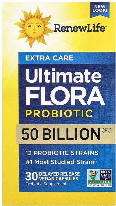 리뉴라이프 얼티밋 Flora 엑스트라 케어 프로바이오틱 500억 생배양균 베지캡슐 30정, 1개 - 쿠팡
