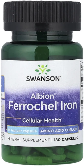 단백질 비타민 철분 마그내슘 칼슘 Swanson Albion® Ferrochel® 철분 18mg 캡슐 180정 고루고루섭취해주세요, SwansonAlbionFerrochel철분18mg캡슐, 1개 - 쿠팡