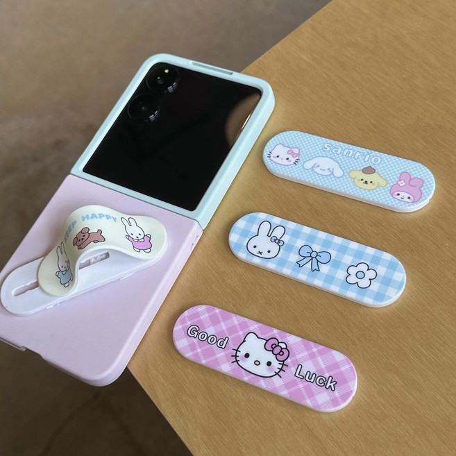 KT 미피 키티 캐릭터 스마트톡 핸드폰거치대 밴드 핑거톡, 1개, 옐로우미피