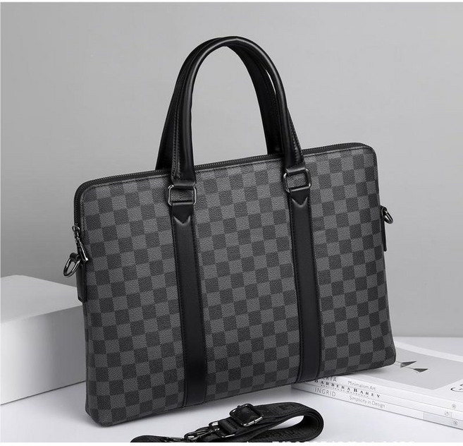 ANYOU 남성 비즈니스 서류가방 리얼 가죽 위빙 이중지퍼 노트백