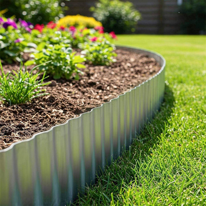 HK sell 에코파티션 튼튼 철재 잔디엣지 화단 경계 분리대, 15x600(cm)/두께 0.3(mm), 라이트그린