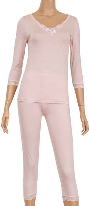 필굿웨어 여성 모달 7부 레이스 내의 상하의세트 4703S