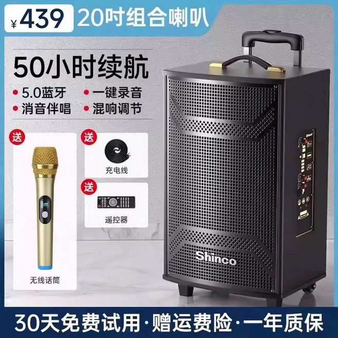 스피커 야외 공연 휴대용 블루투스스피커 이동식, 1, I. 20 인치 3 차원 서라운드 헤비베이스 무선 마이