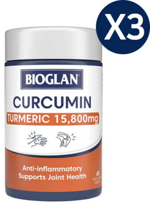호주 No1 임상용 커큐민 영양제 바이오글랜 터메릭 강황 울금 15 800mg 60정 3통 할인가, 3개 - 쿠팡