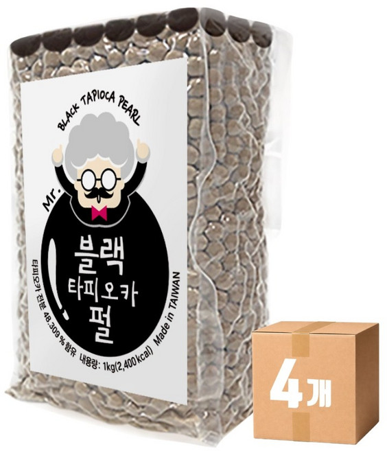 버블티 블랙 타피오카펄 1kg 4개세트, 4개입, 1개
