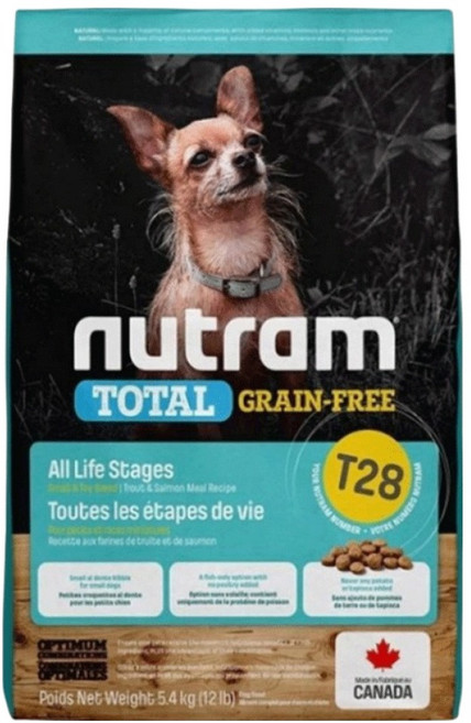 nutram T28 迷你犬 無穀全能系列 犬糧, 1袋, 5.4kg, 鱒魚+鮭魚