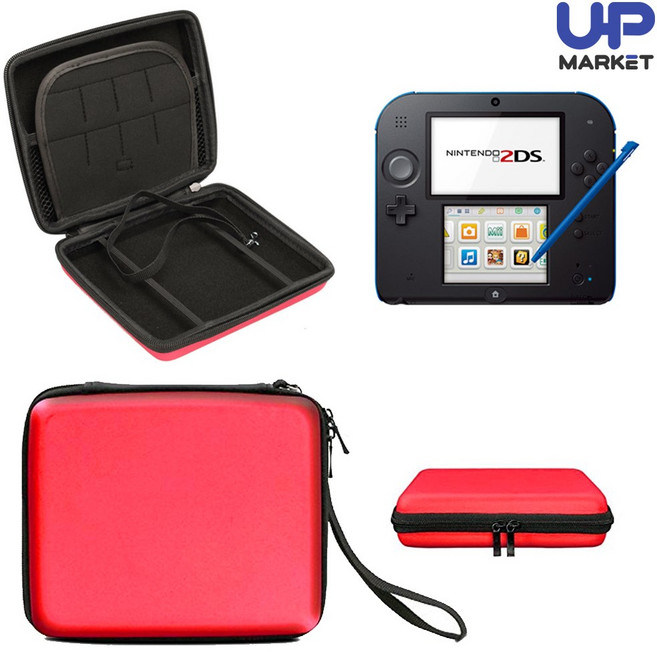 닌텐도 2DS 본체 하드 파우치 케이스, 레드, 1개